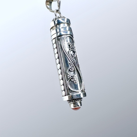 🌺Vintage Sterling & Carnelian Bottle/Vial Necklace - Picture 10 of 10